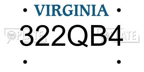 322QB4 Virginia License Plate