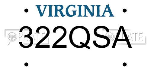322QSA Virginia License Plate