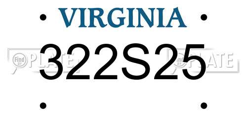 322S25 Virginia License Plate
