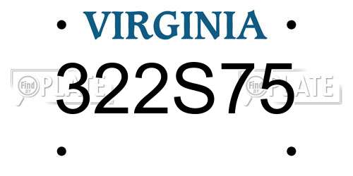 322S75 Virginia License Plate