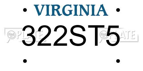 322ST5 Virginia License Plate