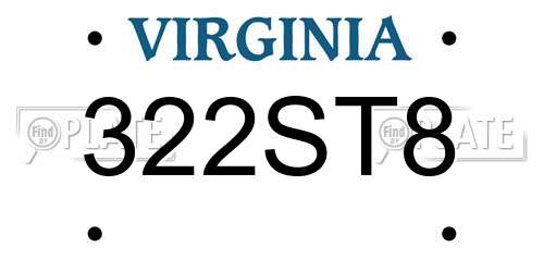 322ST8 Virginia License Plate