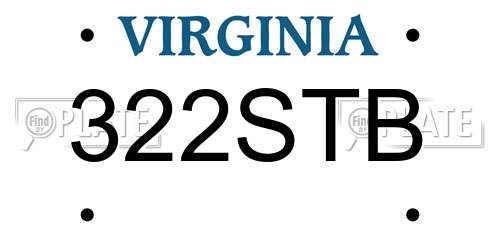 322STB Virginia License Plate
