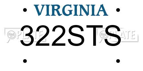 322STS Virginia License Plate