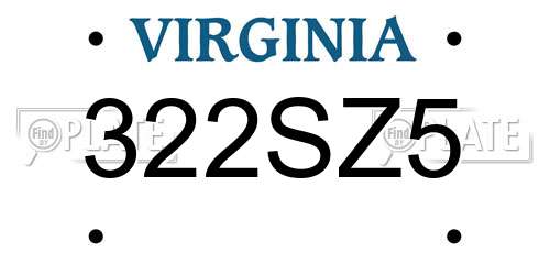 322SZ5 Virginia License Plate