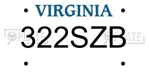 322SZB Virginia License Plate