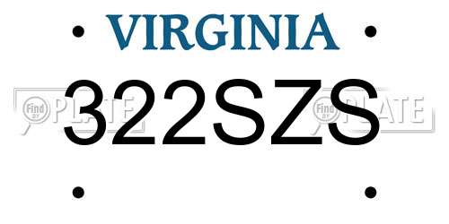 322SZS Virginia License Plate