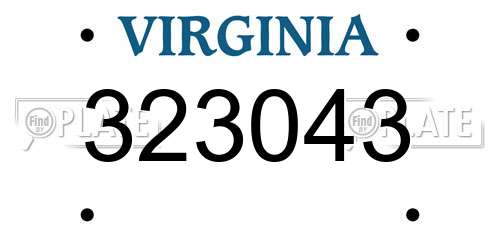 323043 Virginia License Plate