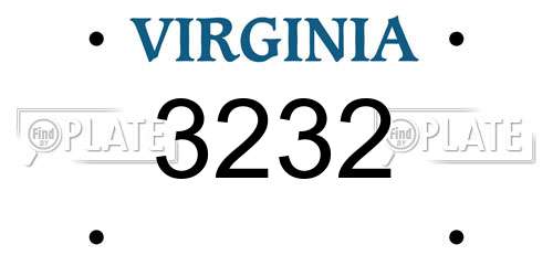 3232 Virginia License Plate