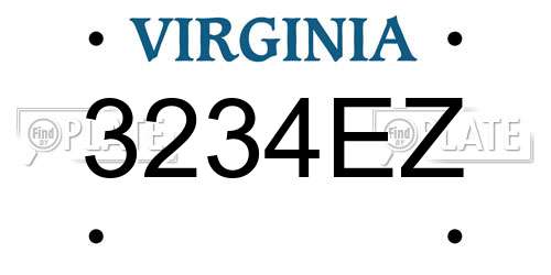 3234EZ Virginia License Plate