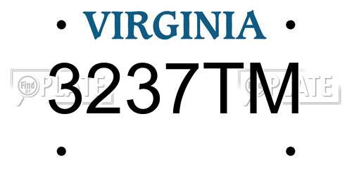 3237TM Virginia License Plate