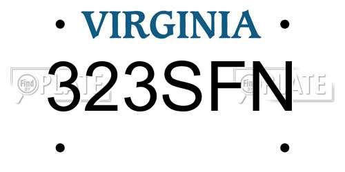 323SFN Virginia License Plate