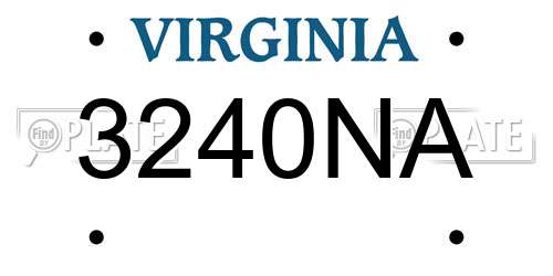 3240NA Virginia License Plate
