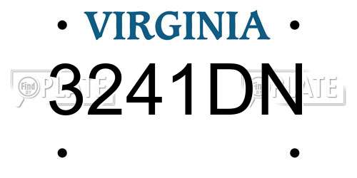 3241DN Virginia License Plate