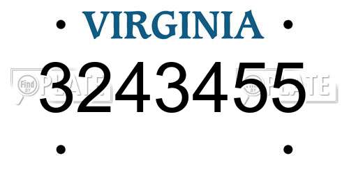 3243455 Virginia License Plate