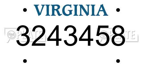 3243458 Virginia License Plate