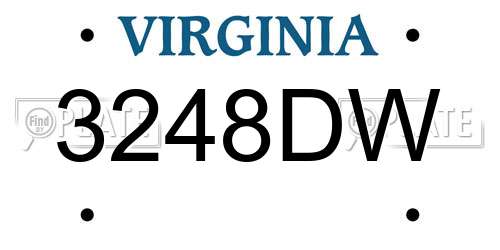 3248DW Virginia License Plate