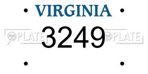 3249 Virginia License Plate