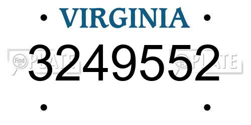 3249552 Virginia License Plate