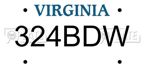 324BDW Virginia License Plate