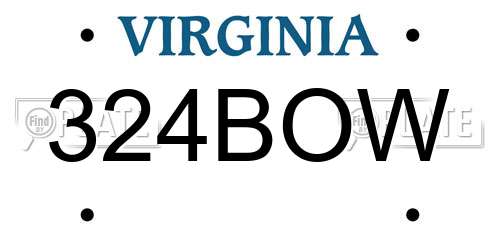 324BOW Virginia License Plate