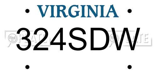 324SDW Virginia License Plate