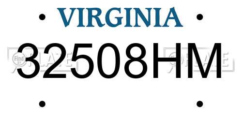 32508HM Virginia License Plate