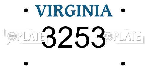 3253 Virginia License Plate