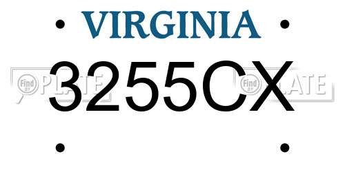 3255CX Virginia License Plate