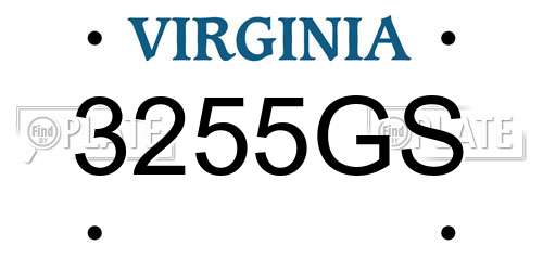 3255GS Virginia License Plate