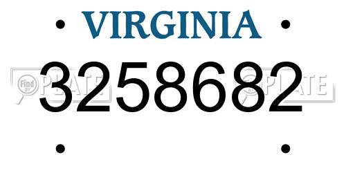 3258682 Virginia License Plate