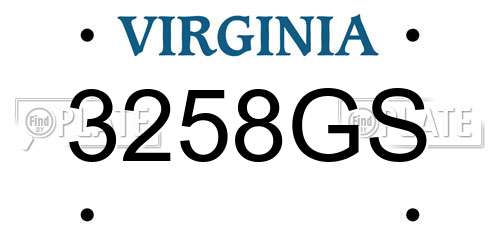 3258GS Virginia License Plate