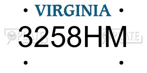 3258HM Virginia License Plate
