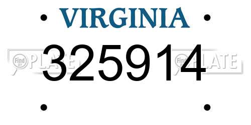 325914 Virginia License Plate