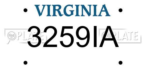 3259IA Virginia License Plate