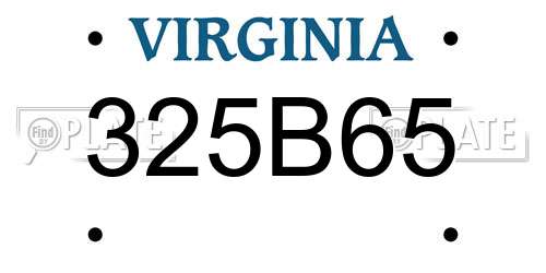 325B65 Virginia License Plate