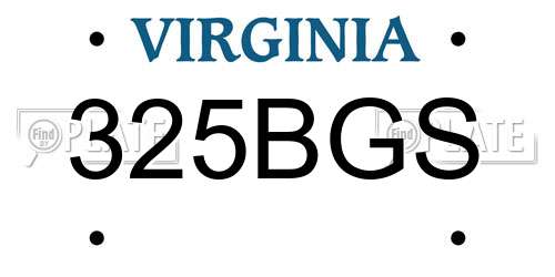 325BGS Virginia License Plate