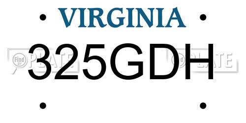 325GDH Virginia License Plate