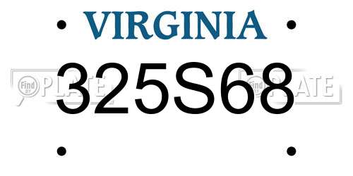 325S68 Virginia License Plate