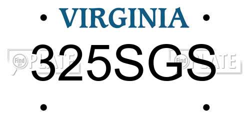 325SGS Virginia License Plate