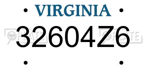 32604Z6 Virginia License Plate