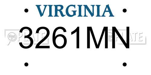 3261MN Virginia License Plate