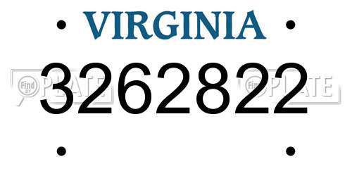3262822 Virginia License Plate