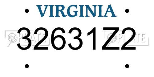 32631Z2 Virginia License Plate