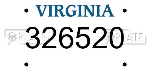 326520 Virginia License Plate