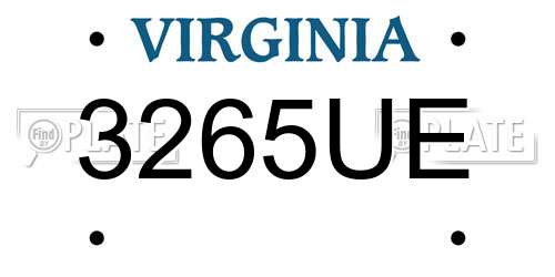 3265UE Virginia License Plate