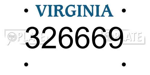 326669 Virginia License Plate