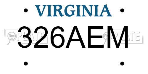 326AEM Virginia License Plate