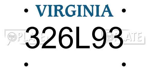 326L93 Virginia License Plate
