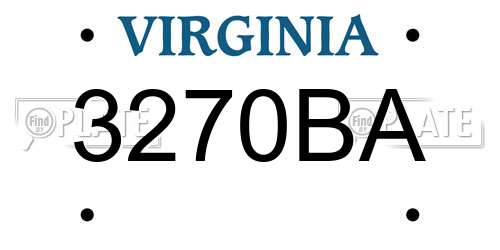 3270BA Virginia License Plate